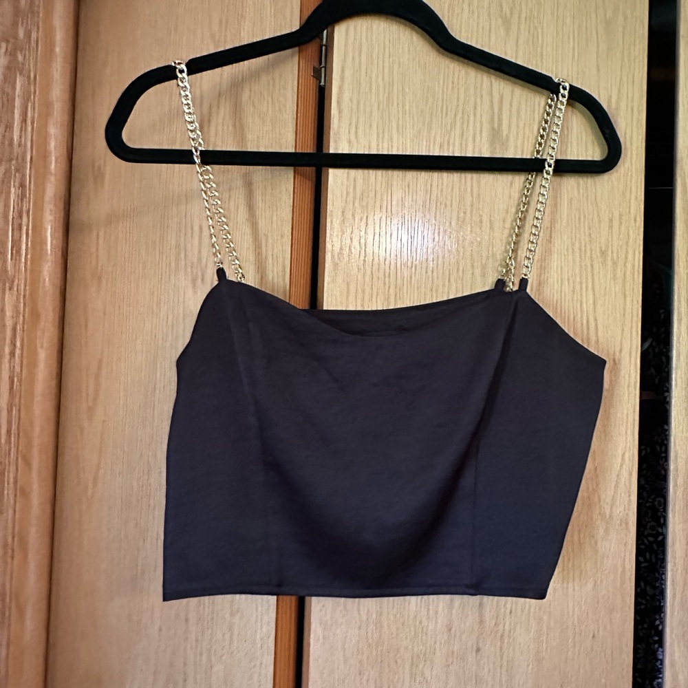 Express Black Chain Strap Crop Top